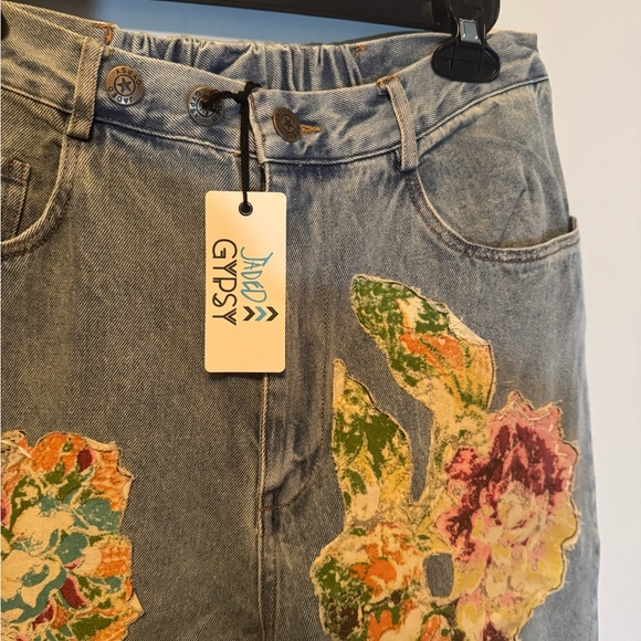 Jaded Gypsy NEW Garden Walk BOHO Embroidered jeans S/M - Picture 3 of 8